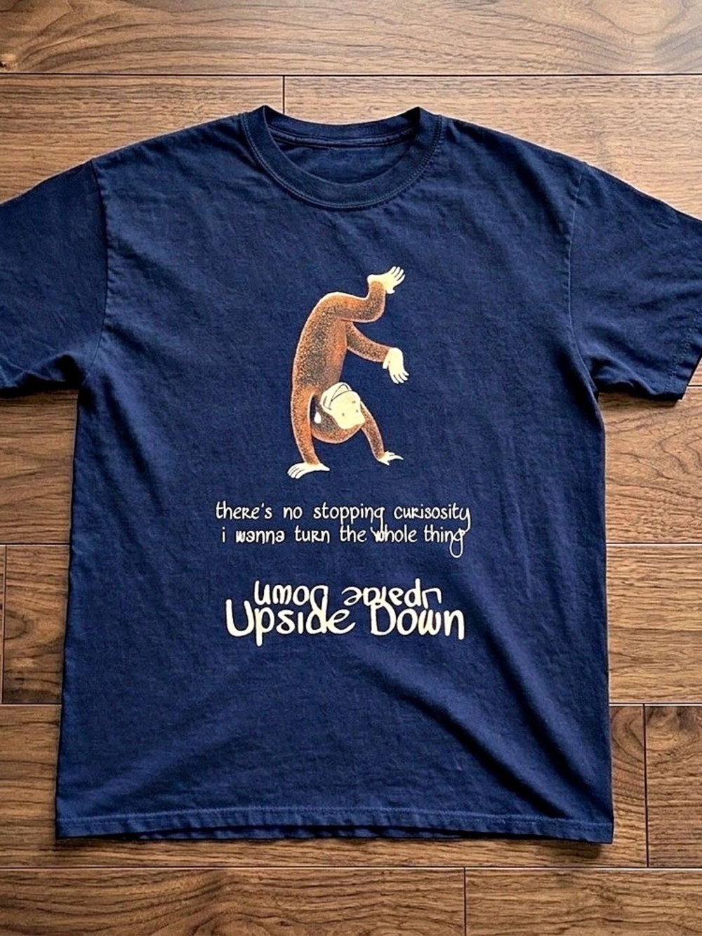 Curious George Upside Down Curiosity Graphic Tee Navy